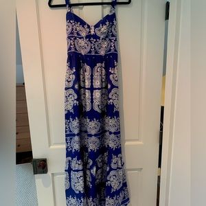 Blue 100% Silk maxi dress!